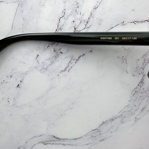 New GUCCI Sunglasses Black Square Aviator Gold Plate Engraved Logo Web Arm Gucci - Picture 6 of 16